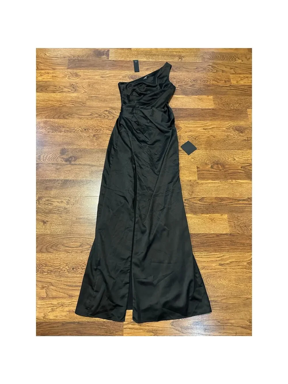 Lulus Dreaming of Elegance One Shoulder Satin Maxi Dress Black XS NWT Formal - Picture 1 of 9
